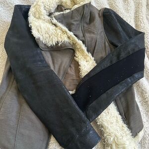 Helmut Lang Black and Cream shearling Teddy Jacket
